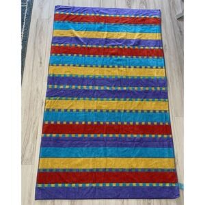 Vintage Terrisol Bright Striped Vibrant Color 36"X60" Beach Towel Made in Brazil
